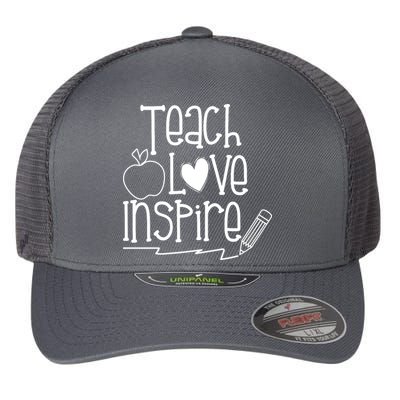 Teach Love Inspire Cute Gift For Teacher Flexfit Unipanel Trucker Cap