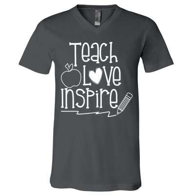 Teach Love Inspire Cute Gift For Teacher V-Neck T-Shirt