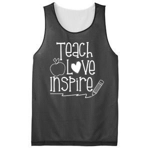 Teach Love Inspire Cute Gift For Teacher Mesh Reversible Basketball Jersey Tank