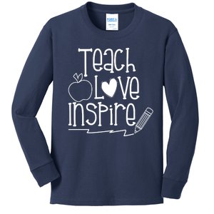 Teach Love Inspire Cute Gift For Teacher Kids Long Sleeve Shirt