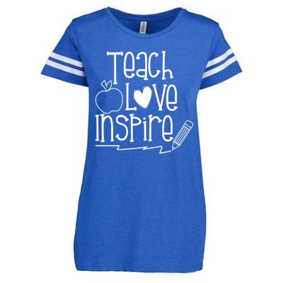 Teach Love Inspire Cute Gift For Teacher Enza Ladies Jersey Football T-Shirt