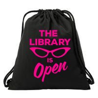 The Library Is Open Drag Queen Drawstring Bag