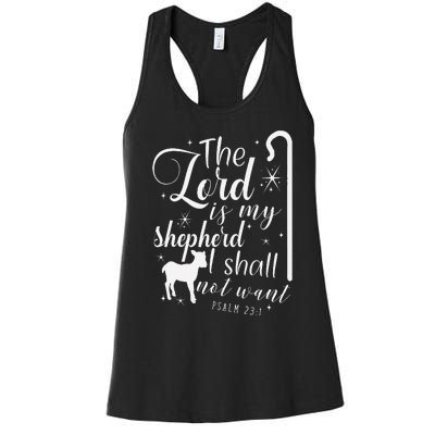 The Lord Is My Shepherd I Shall Not Want Retro Bibe Verse Women's Racerback Tank