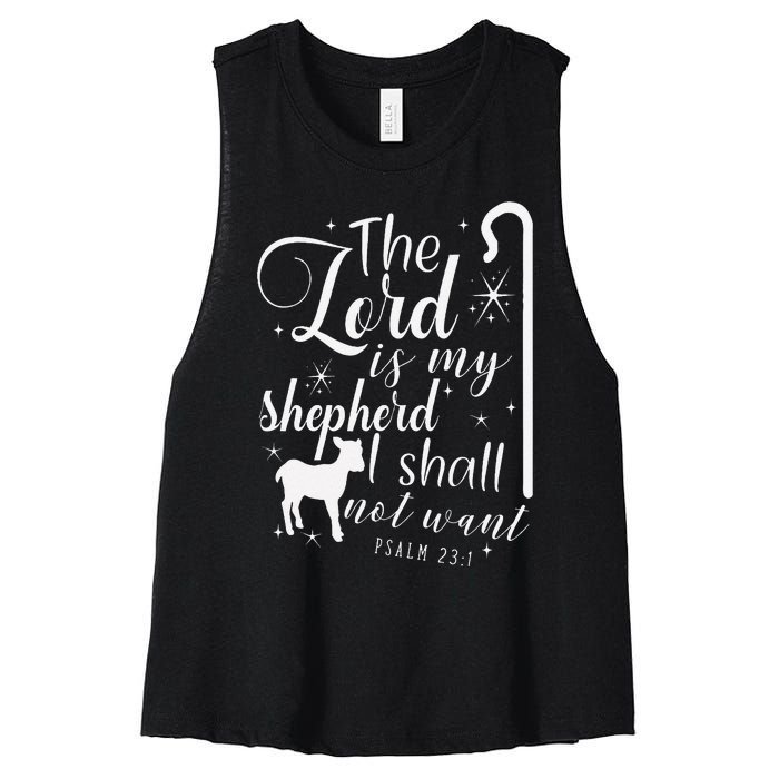 The Lord Is My Shepherd I Shall Not Want Retro Bibe Verse Women's Racerback Cropped Tank