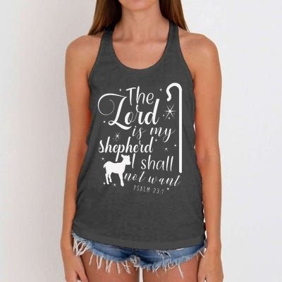 The Lord Is My Shepherd I Shall Not Want Retro Bibe Verse Women's Knotted Racerback Tank