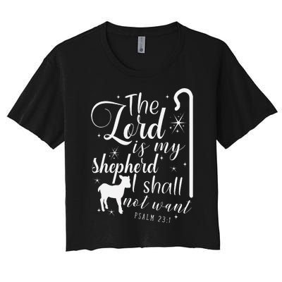 The Lord Is My Shepherd I Shall Not Want Retro Bibe Verse Women's Crop Top Tee