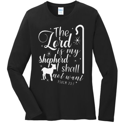 The Lord Is My Shepherd I Shall Not Want Retro Bibe Verse Ladies Long Sleeve Shirt