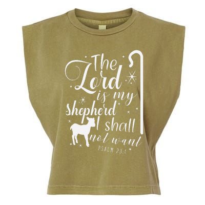 The Lord Is My Shepherd I Shall Not Want Retro Bibe Verse Garment-Dyed Women's Muscle Tee