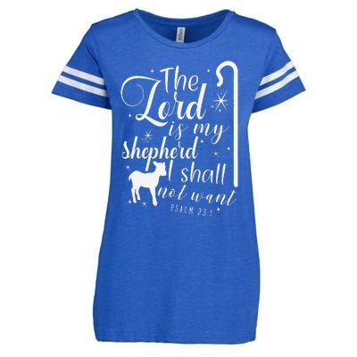 The Lord Is My Shepherd I Shall Not Want Retro Bibe Verse Enza Ladies Jersey Football T-Shirt