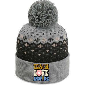 Teach Love Inspire Retro Gift For Teacher The Baniff Cuffed Pom Beanie