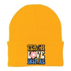 Teach Love Inspire Retro Gift For Teacher Knit Cap Winter Beanie