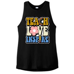 Teach Love Inspire Retro Gift For Teacher Ladies PosiCharge Tri-Blend Wicking Tank