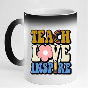 Teach Love Inspire Retro Gift For Teacher 11oz Black Color Changing Mug