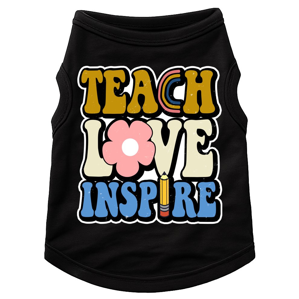 Teach Love Inspire Retro Gift For Teacher Doggie Tank