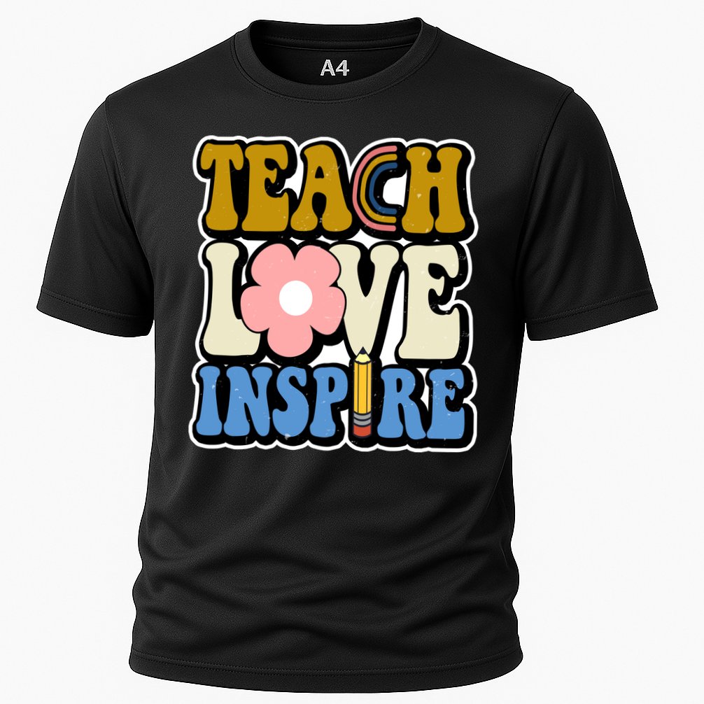 Teach Love Inspire Retro Gift For Teacher Cooling Performance Crew T-Shirt
