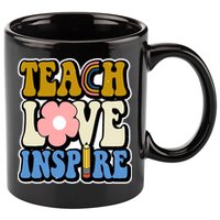 Teach Love Inspire Retro Gift For Teacher 11oz C Handle Ceramic Mug