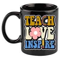 Teach Love Inspire Retro Gift For Teacher 11oz C Handle Ceramic Mug