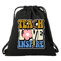 Teach Love Inspire Retro Gift For Teacher Drawstring Bag