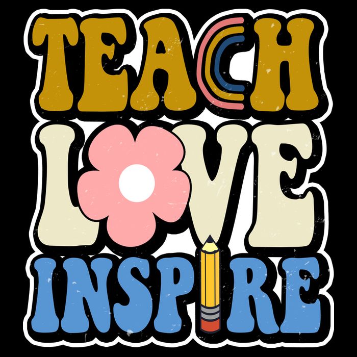 Teach Love Inspire Retro Gift For Teacher Flatbill Hat