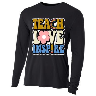 Teach Love Inspire Retro Gift For Teacher Cooling Performance Long Sleeve Crew