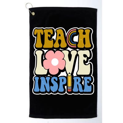 Teach Love Inspire Retro Gift For Teacher Golf Towel