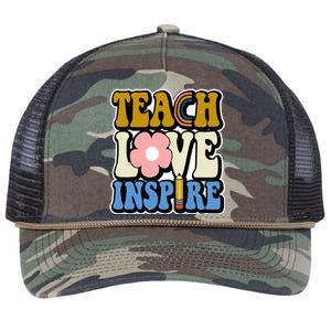 Teach Love Inspire Retro Gift For Teacher Retro Rope Trucker Hat Cap