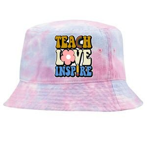 Teach Love Inspire Retro Gift For Teacher Tie-Dyed Bucket Hat