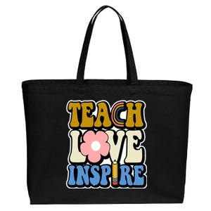 Teach Love Inspire Retro Gift For Teacher Cotton Canvas Jumbo Tote