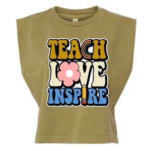 Teach Love Inspire Retro Gift For Teacher Garment-Dyed Women's Muscle Tee