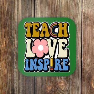 Teach Love Inspire Retro Gift For Teacher Coaster