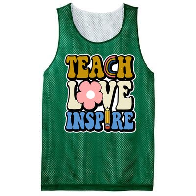 Teach Love Inspire Retro Gift For Teacher Mesh Reversible Basketball Jersey Tank