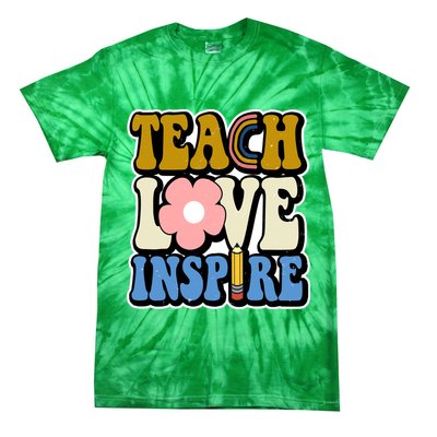 Teach Love Inspire Retro Gift For Teacher Tie-Dye T-Shirt