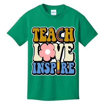Teach Love Inspire Retro Gift For Teacher Kids T-Shirt