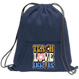 Teach Love Inspire Retro Gift For Teacher Sweatshirt Cinch Pack Bag