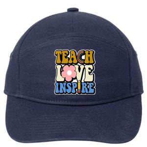 Teach Love Inspire Retro Gift For Teacher 7-Panel Snapback Hat