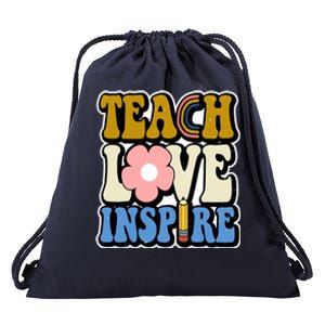 Teach Love Inspire Retro Gift For Teacher Drawstring Bag