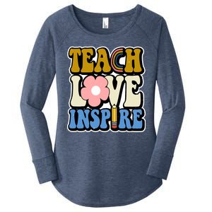 Teach Love Inspire Retro Gift For Teacher Women's Perfect Tri Tunic Long Sleeve Shirt