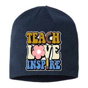 Teach Love Inspire Retro Gift For Teacher Sustainable Beanie