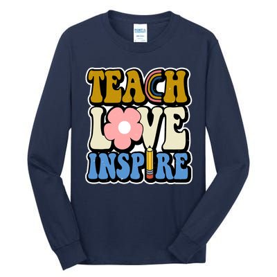 Teach Love Inspire Retro Gift For Teacher Tall Long Sleeve T-Shirt