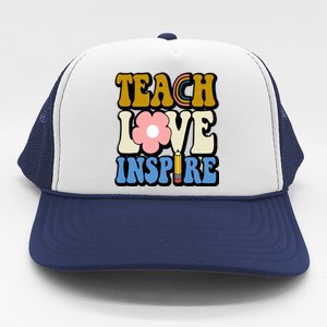 Teach Love Inspire Retro Gift For Teacher Trucker Hat