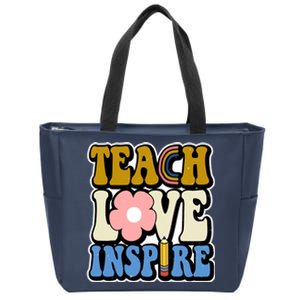 Teach Love Inspire Retro Gift For Teacher Zip Tote Bag