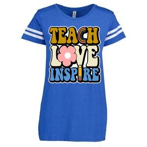 Teach Love Inspire Retro Gift For Teacher Enza Ladies Jersey Football T-Shirt