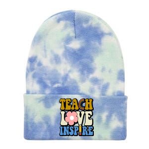 Teach Love Inspire Retro Gift For Teacher Tie Dye 12in Knit Beanie