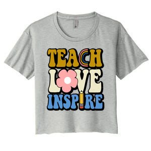 Teach Love Inspire Retro Gift For Teacher Women's Crop Top Tee