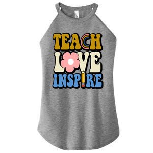 Teach Love Inspire Retro Gift For Teacher Women's Perfect Tri Rocker Tank