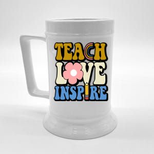 Teach Love Inspire Retro Gift For Teacher Beer Stein