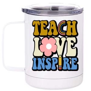 Teach Love Inspire Retro Gift For Teacher 12 oz Stainless Steel Tumbler Cup