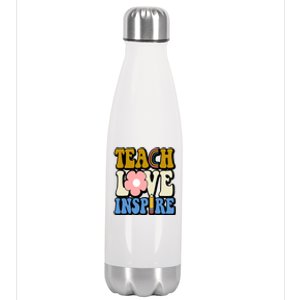 Teach Love Inspire Retro Gift For Teacher Stainless Steel Insulated Water Bottle