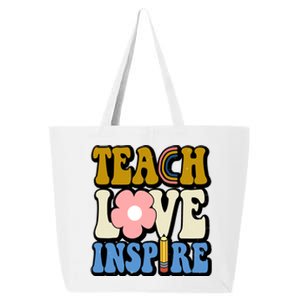 Teach Love Inspire Retro Gift For Teacher 25L Jumbo Tote