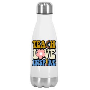 Teach Love Inspire Retro Gift For Teacher Stainless Steel Insulated Water Bottle